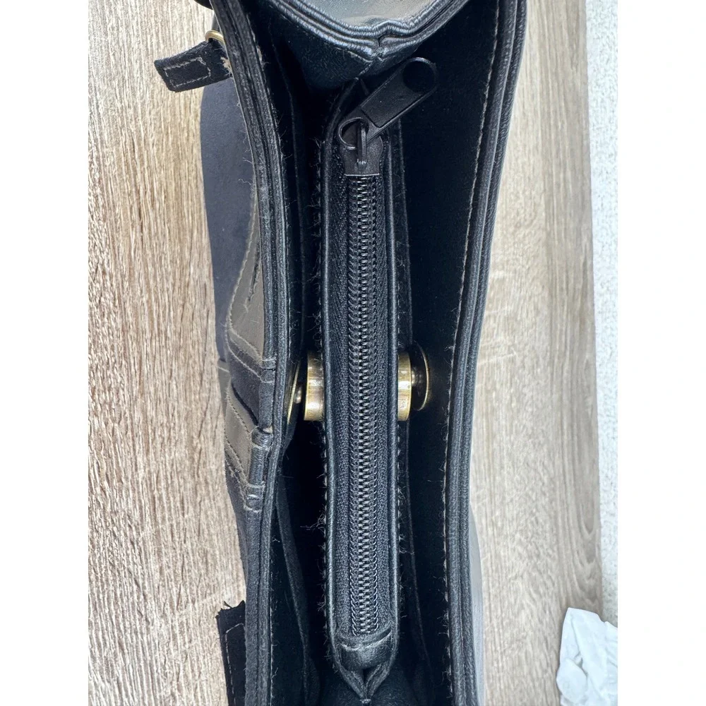 Y2K Style Black Vegan Leather Faux Suede Hobo Bag — Soho Shoulder Bag
